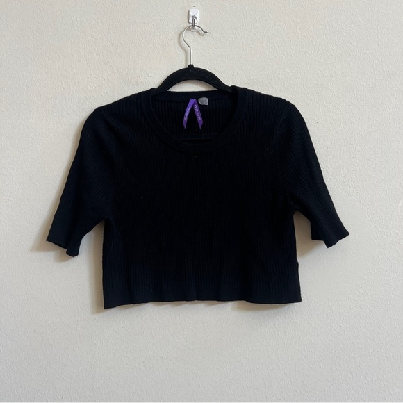 Seraphine Maternity Black Ribbed Short Sleeve Top 10 - Picture 2 of 3